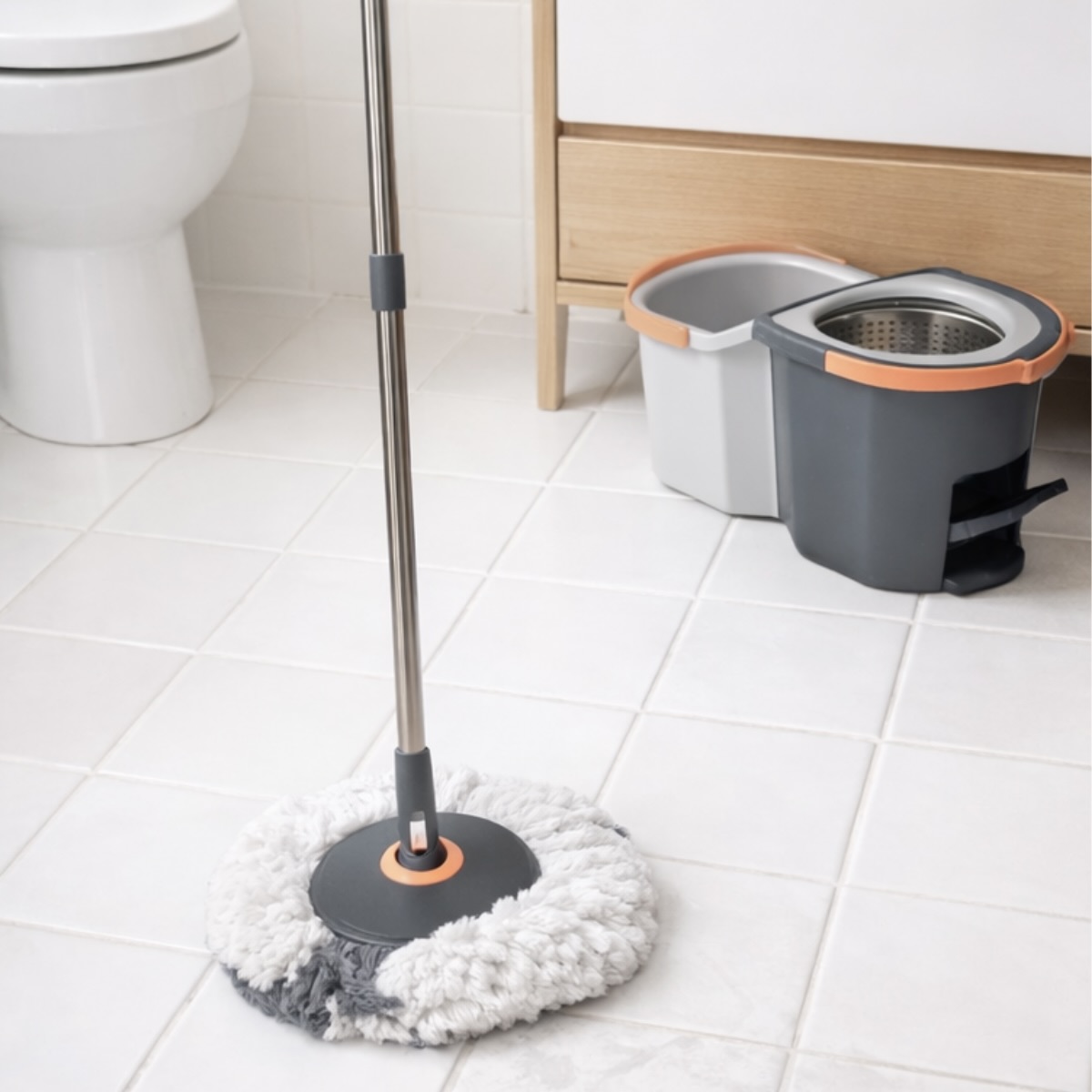 Dual Split Spin Bucket with Adjustable Mop