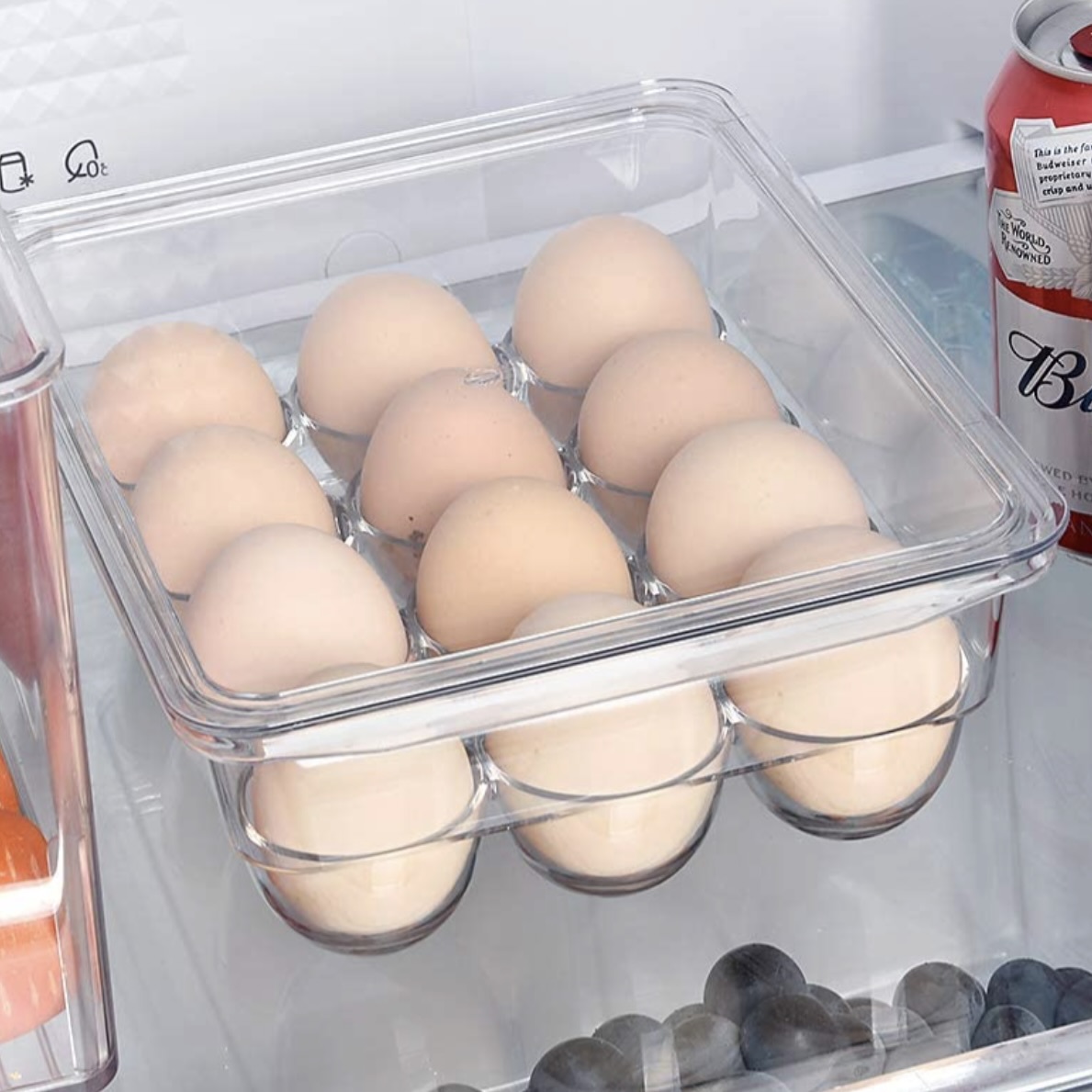 12-Slot Transparent Egg Organiser with Lid
