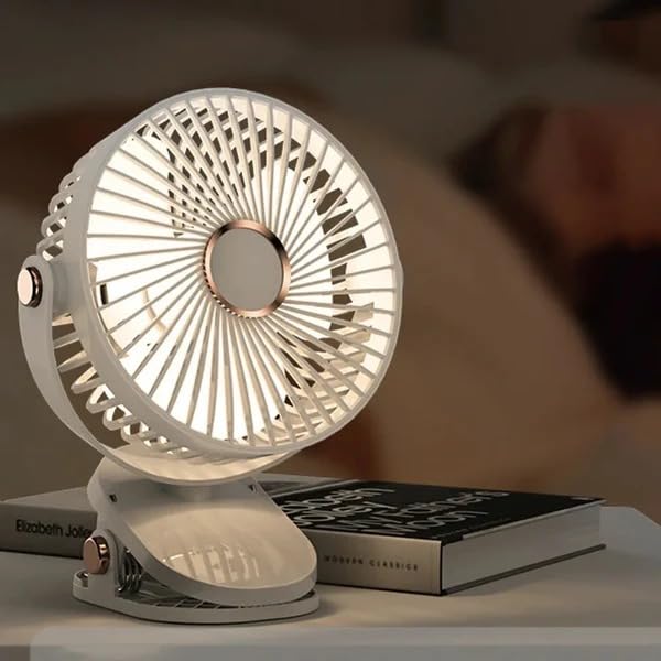 Rechargeable USB-C 2-in-1 Clip on Fan with Night Light