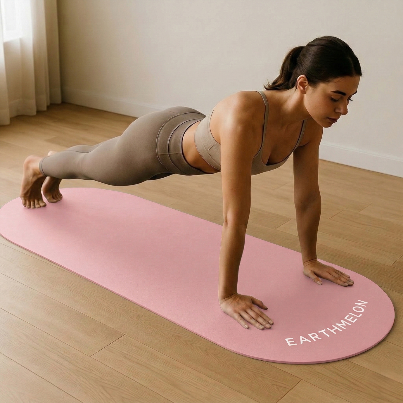 Pill-Shaped Oval Yoga and Pilates Mat with Carry Strap