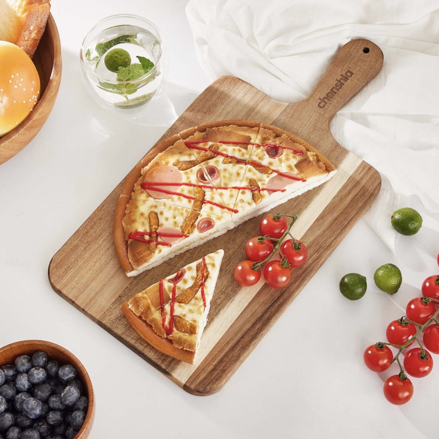 Acacia Wood Serving and Cutting Board with Handle