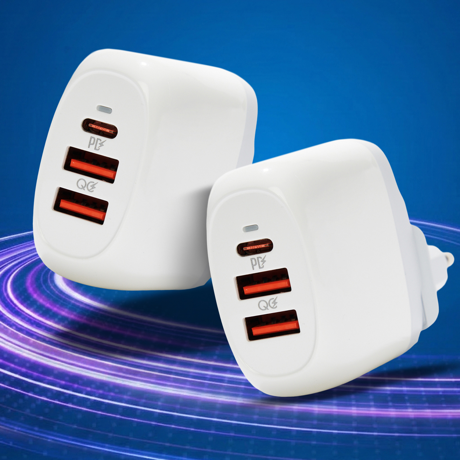 2x 3-Port 65W GaN Wall Chargers