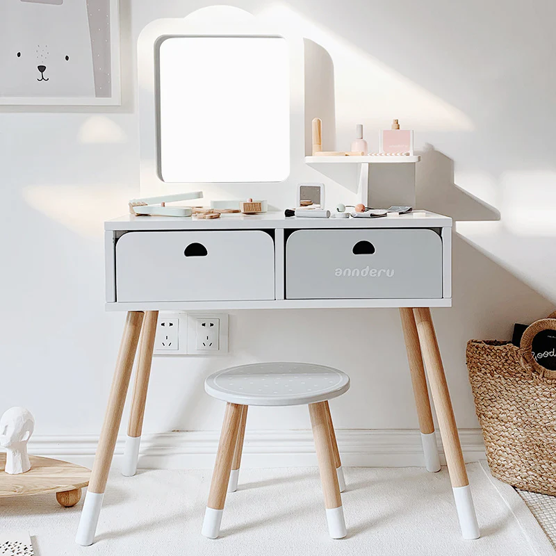 Nordic White Wooden Dressing Table