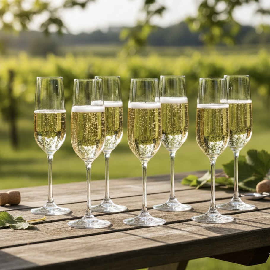 6x 220ml Champagne Flutes