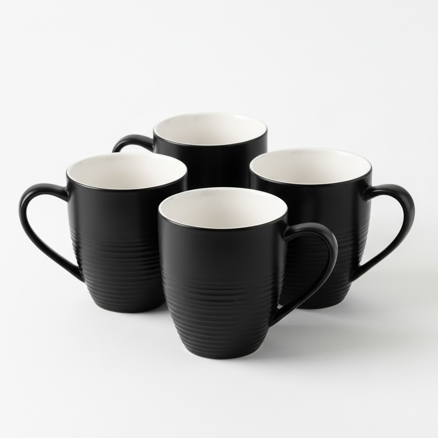 4x BlancNoir Stoneware Mugs