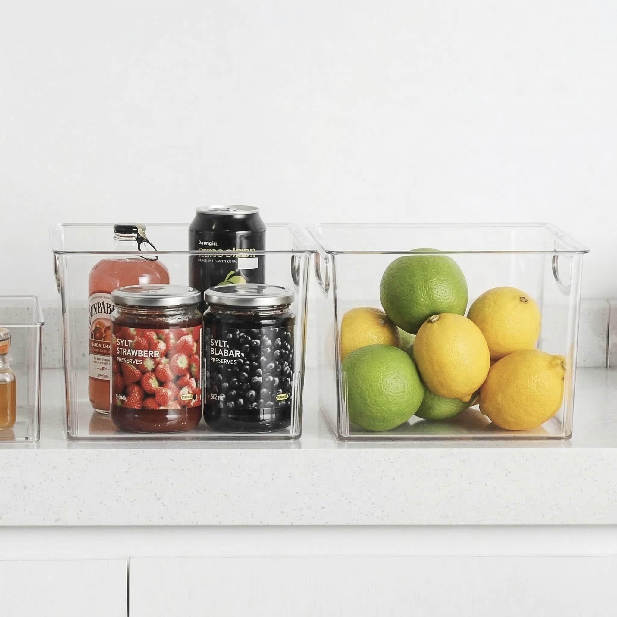 2x Multi-Functional Transparent Storage Bins with Handles