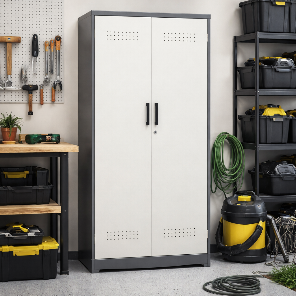 Multi-Functional Metal Storage Cabinet with Adjustable Shelves