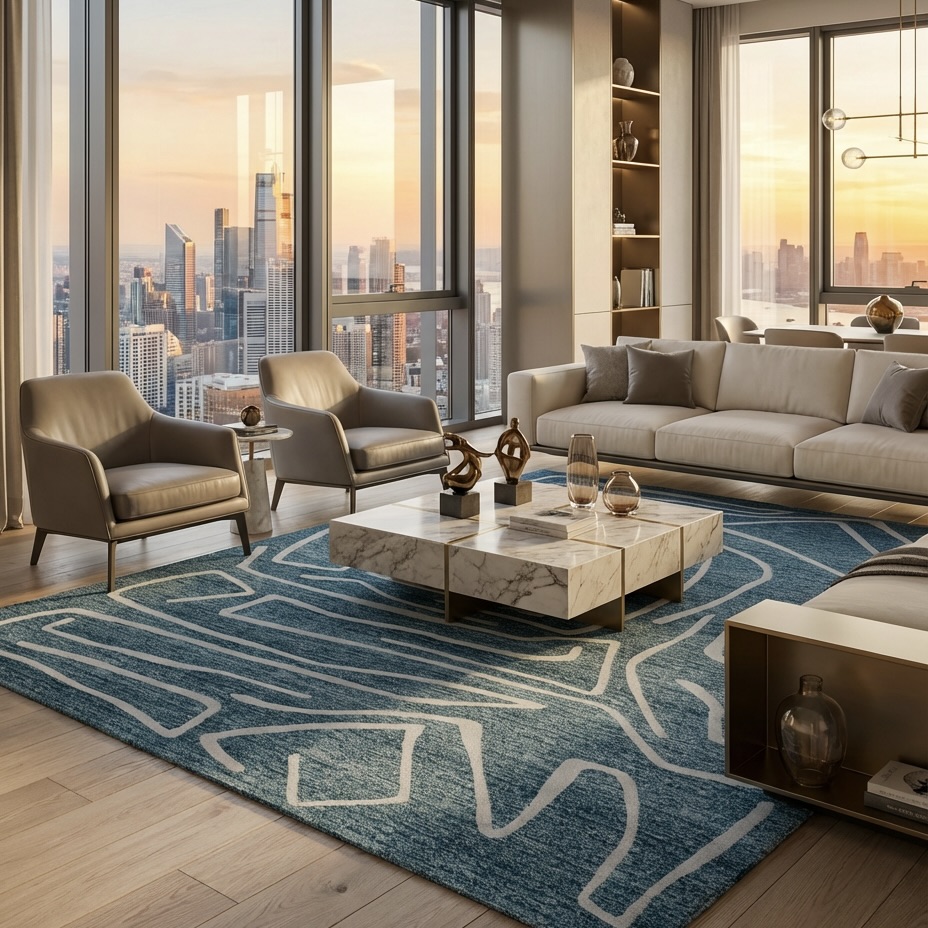 Dune Helena Abstract Blue Rug