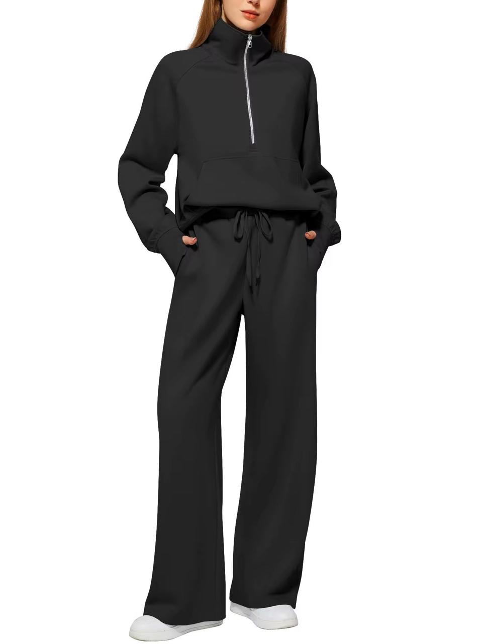 Ladies Fleece Half-Zip Joggers Set