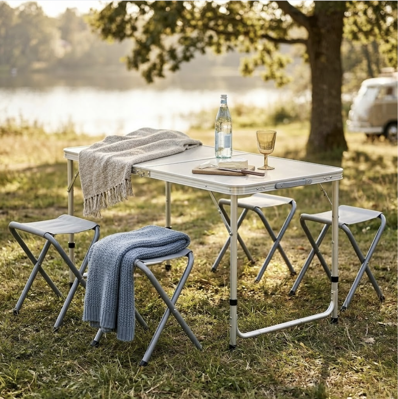 5-Piece Foldable Aluminium Picnic Table Set