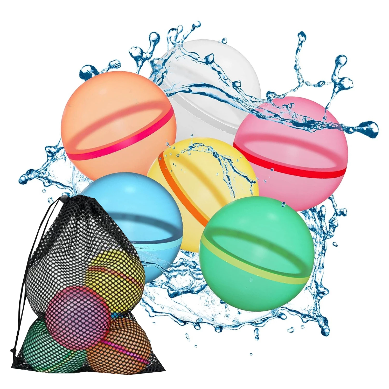 6x Reusable Silicone Water Balloons with Carry Bag