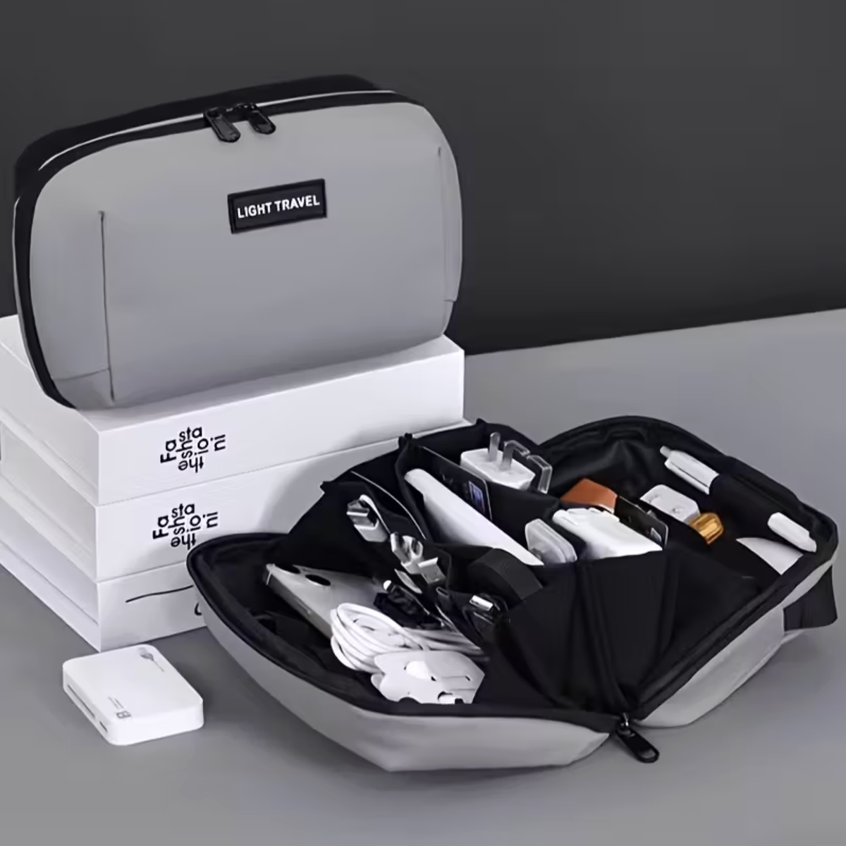 Multi-Compartment Travel Cable Organiser with Handle