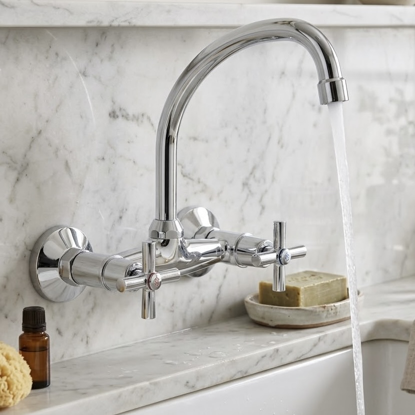 Ledimo Wall-Mounted Sink Mixer with Swivel Spout
