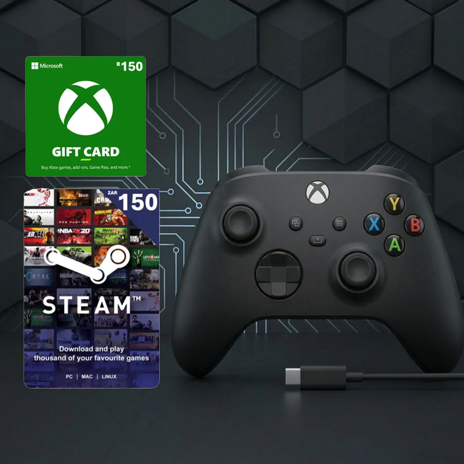 Wireless Controller with USB-C Cable and Xbox Voucher