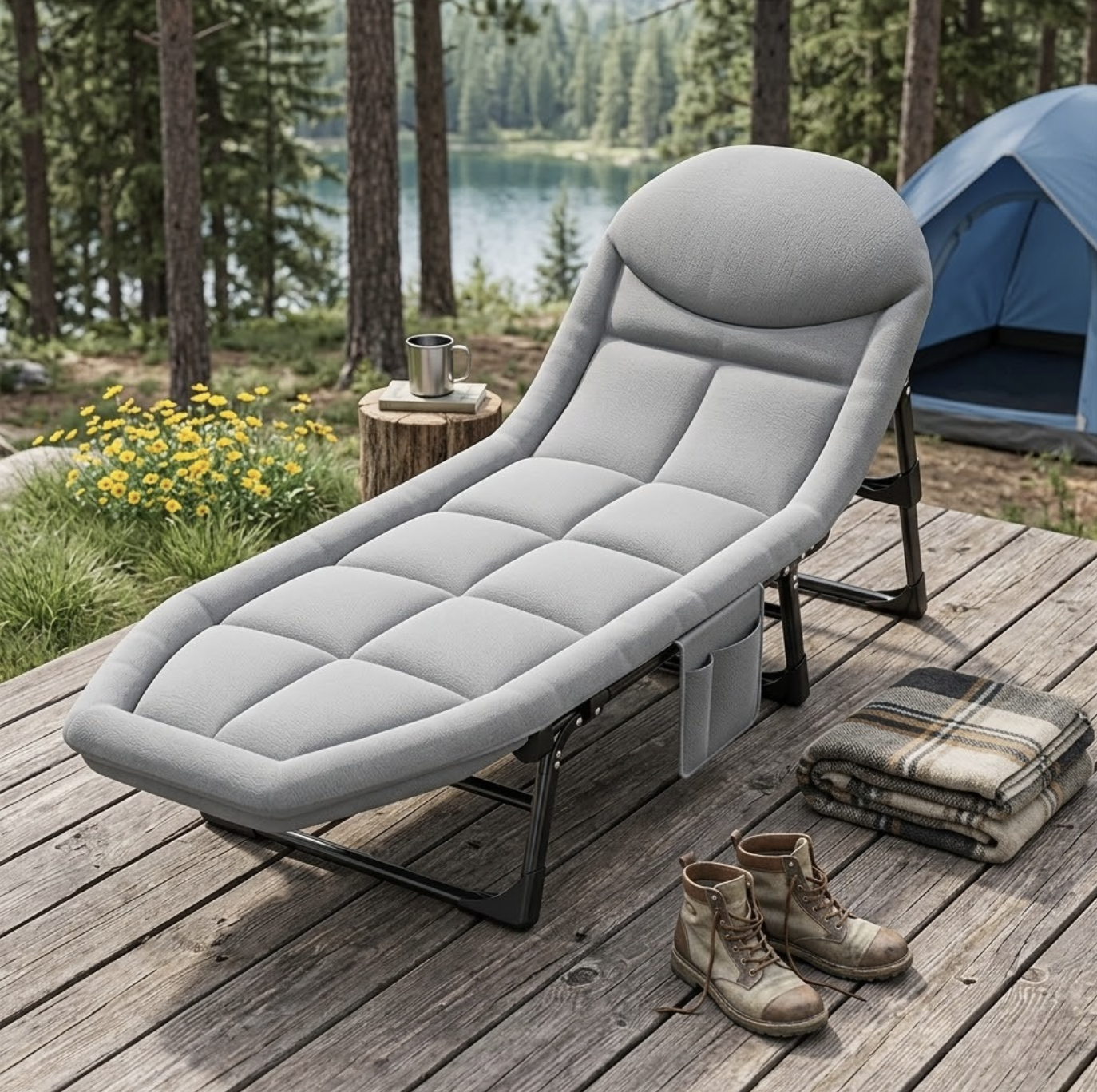 Reclining Portable Camping Stretcher Bed