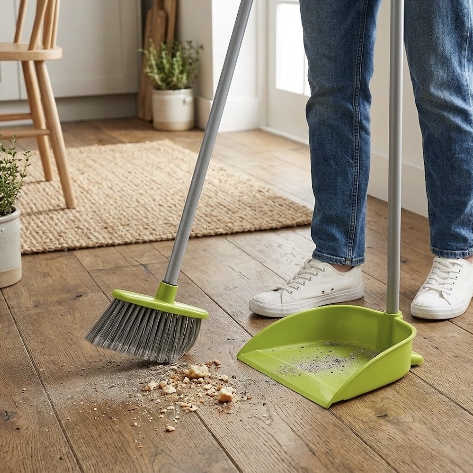 Long Handle Dust Pan and Brush Set