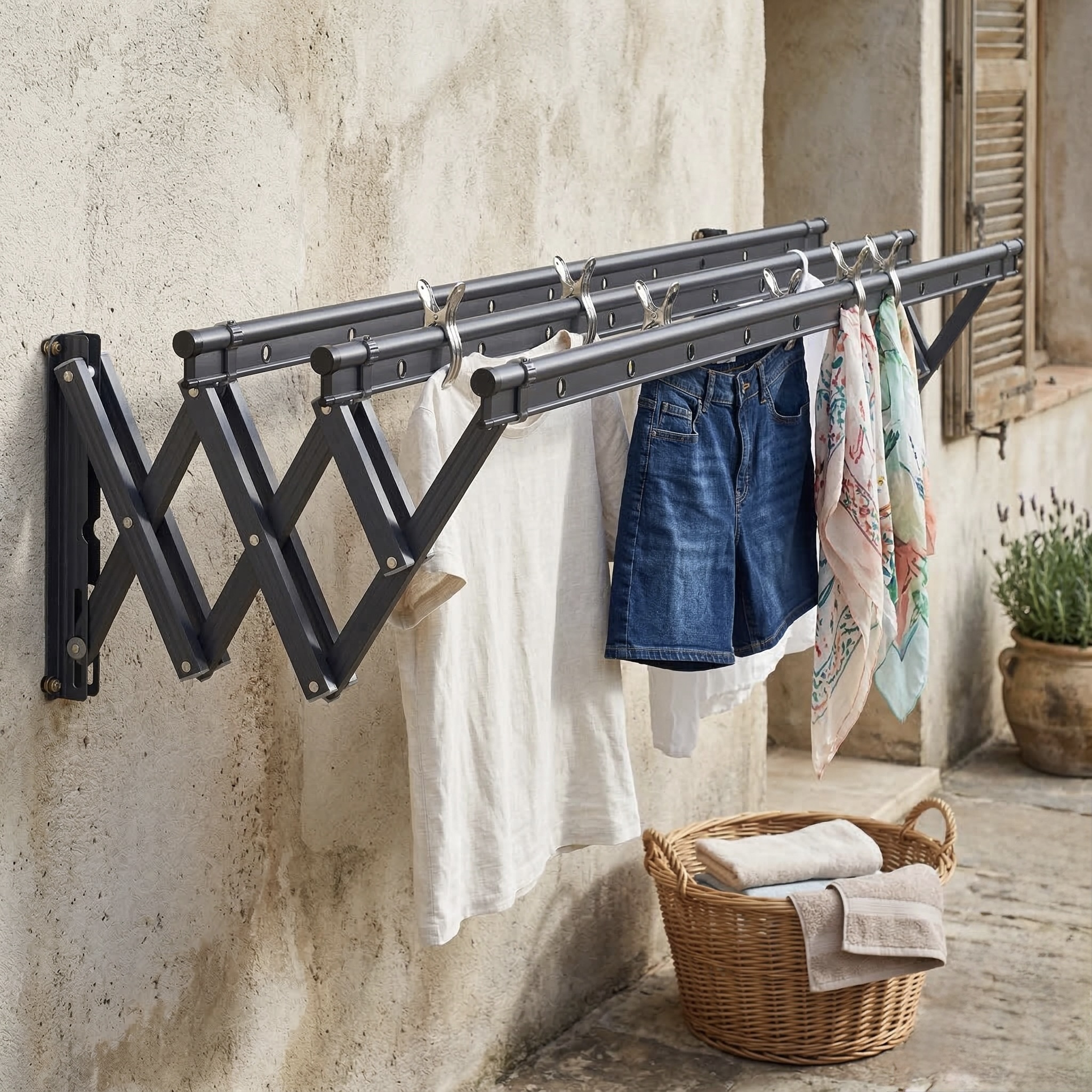 2m Wall-Mounted Aluminium Folding Drying Rack