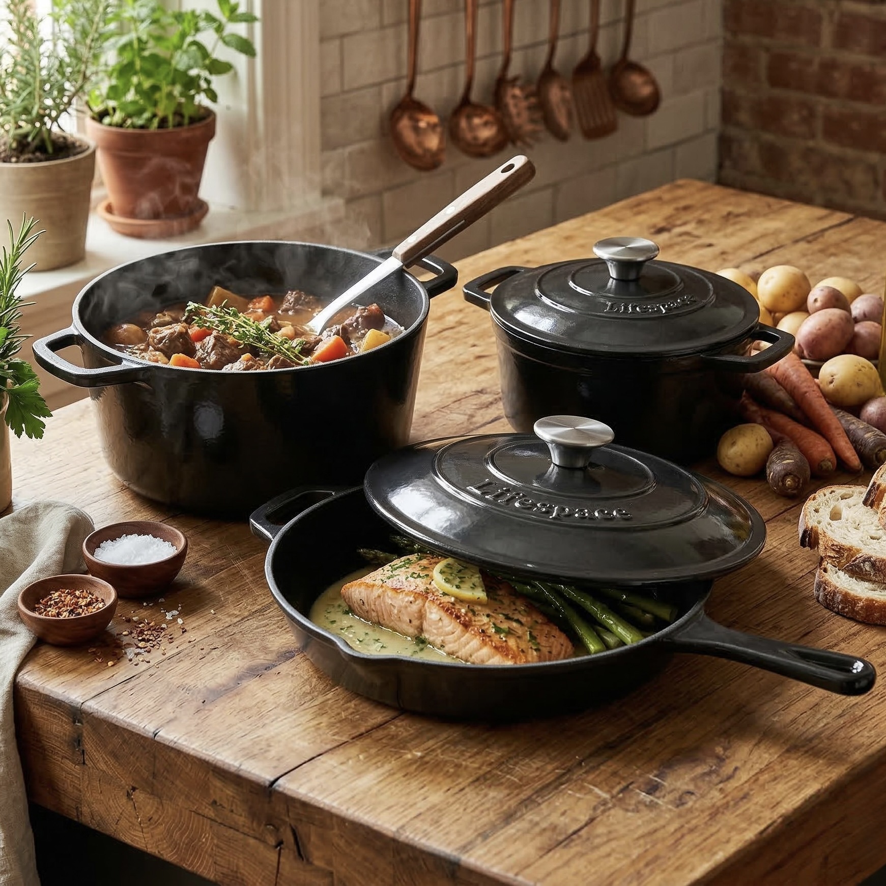 5-Piece Cast Iron Pot and Skillet Set
