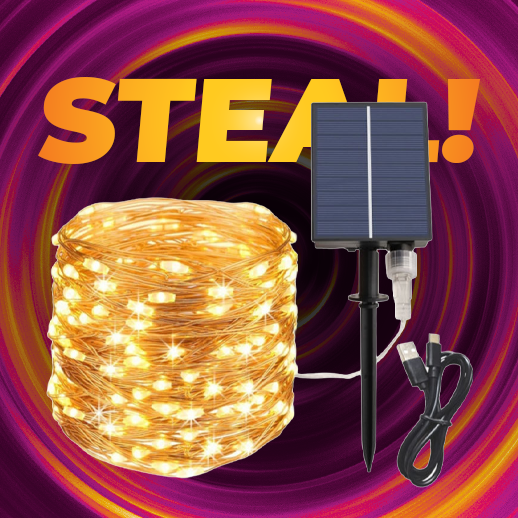 20m 200 LED Dual Powered Solar and USB Wire Lights