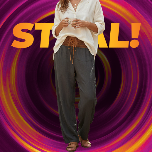 Ladies Belted Wide Leg Pants