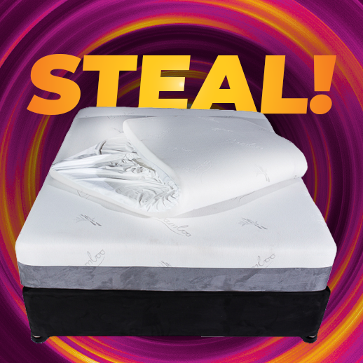 5cm Simulated Latex Foam Topper with 2x Classic Charcoal Pillows