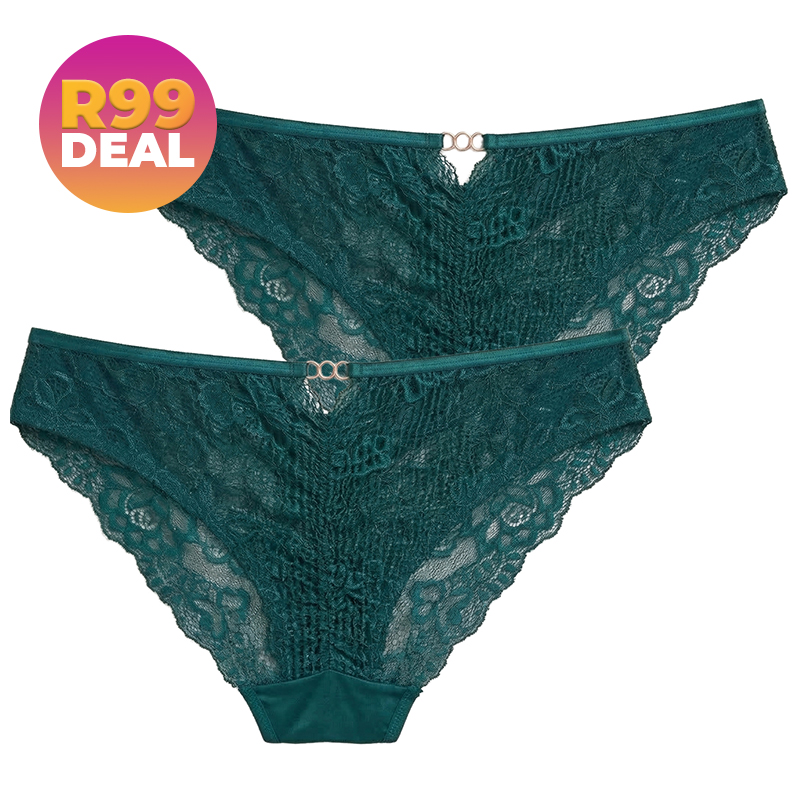 2x Ladies Lace Bikini Panty