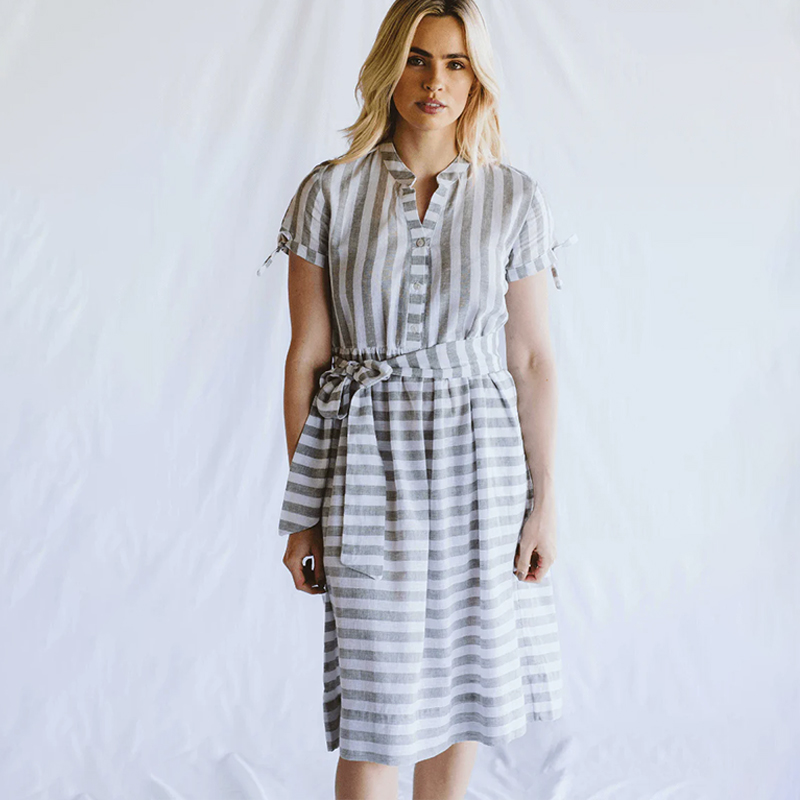 Ladies 100% Cotton Eleni Striped Dress