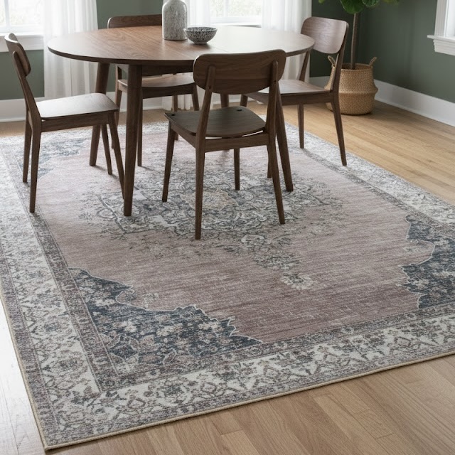 Lunar Intricate Pink Vintage Rug