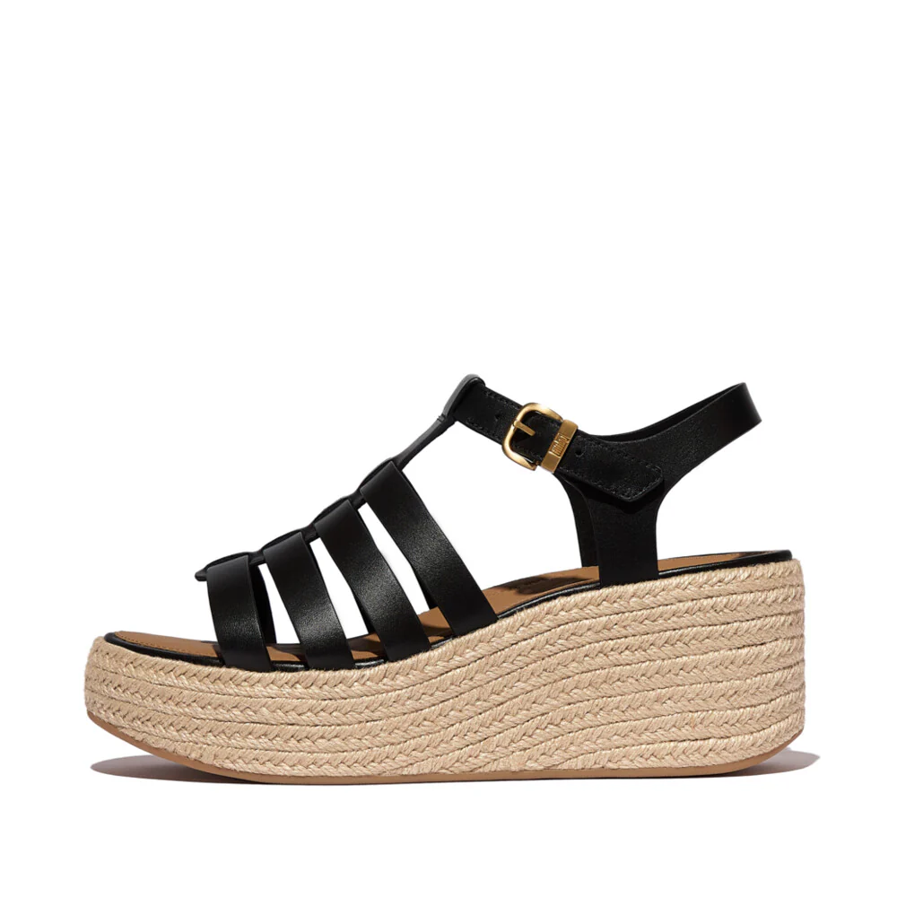 Ladies Espadrille Leather Fisherman Wedge Sandals