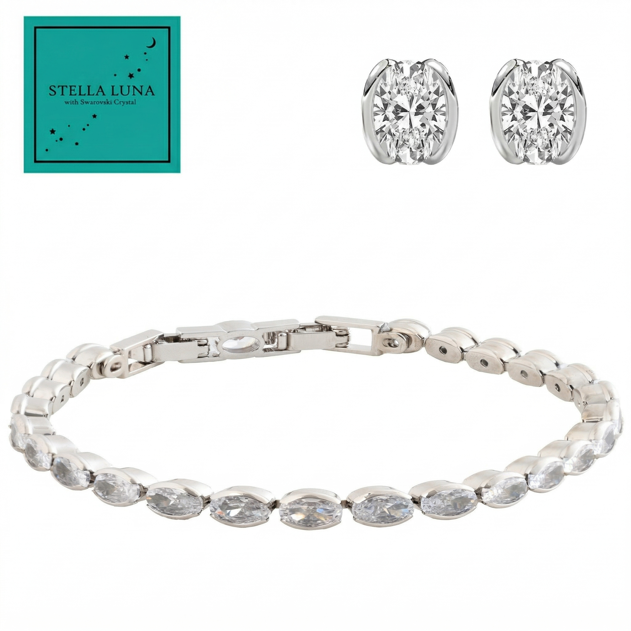 Oval Tennis Bracelet and Earring Set