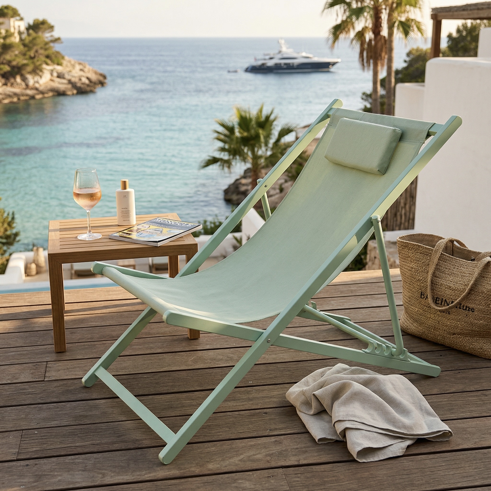 Adjustable Folding Beach Chair with Padded Headrest
