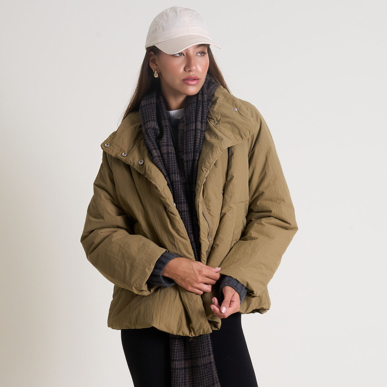 Ladies Puffer Jacket with Hidden Hood