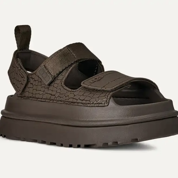 Ladies Embossed Dense Smoke Golden Glow Slides