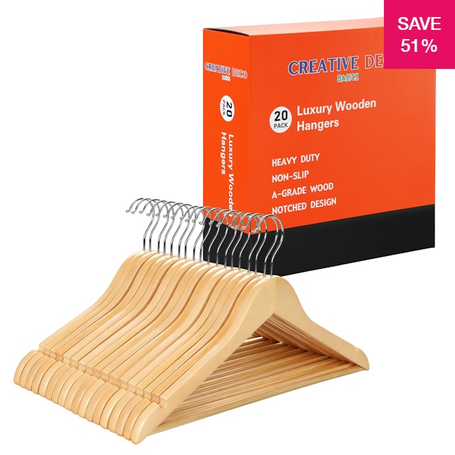 51% off on 20x Luxury Wooden Hangers | OneDayOnly