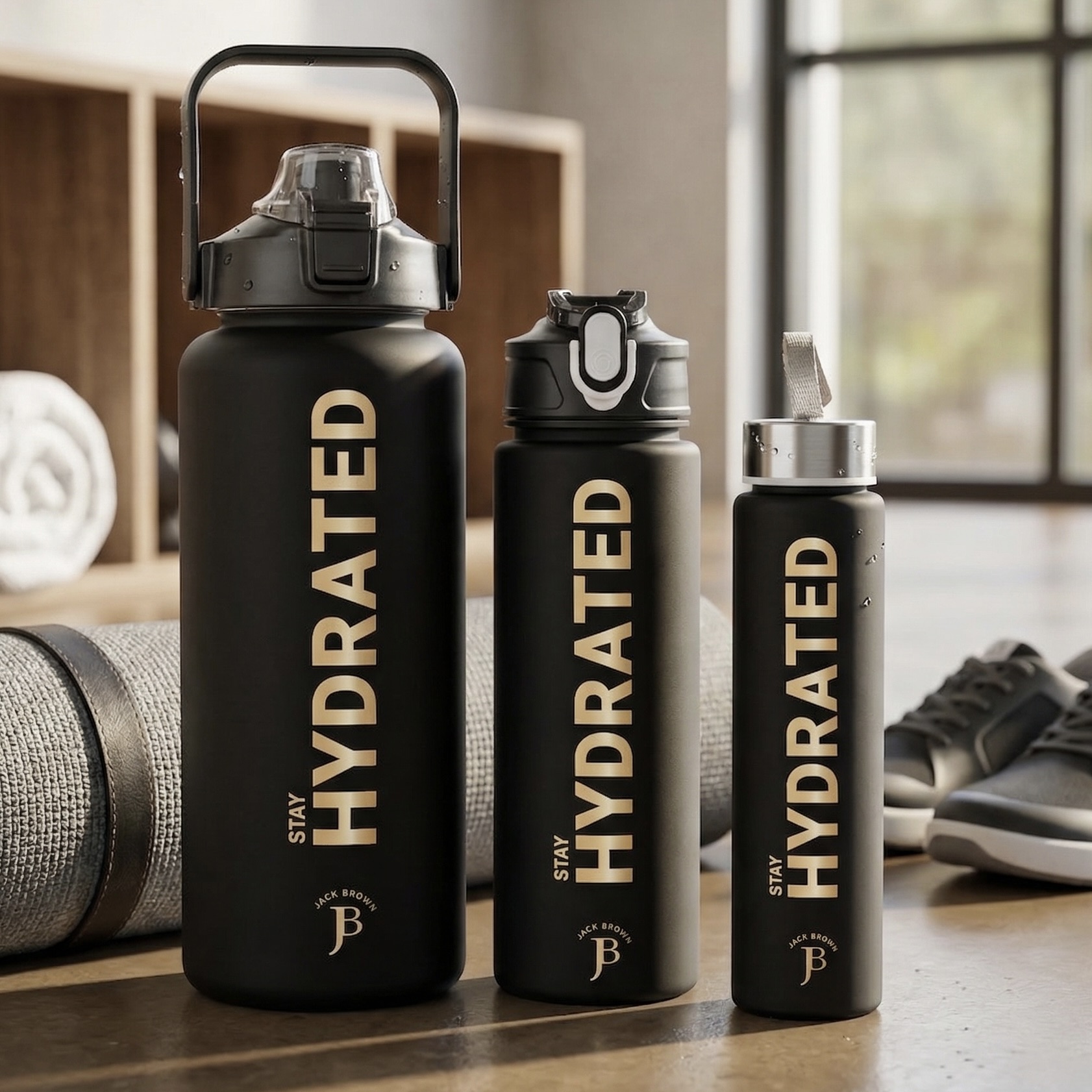 3-Piece Motivational Timer Leak-Proof Water Bottles