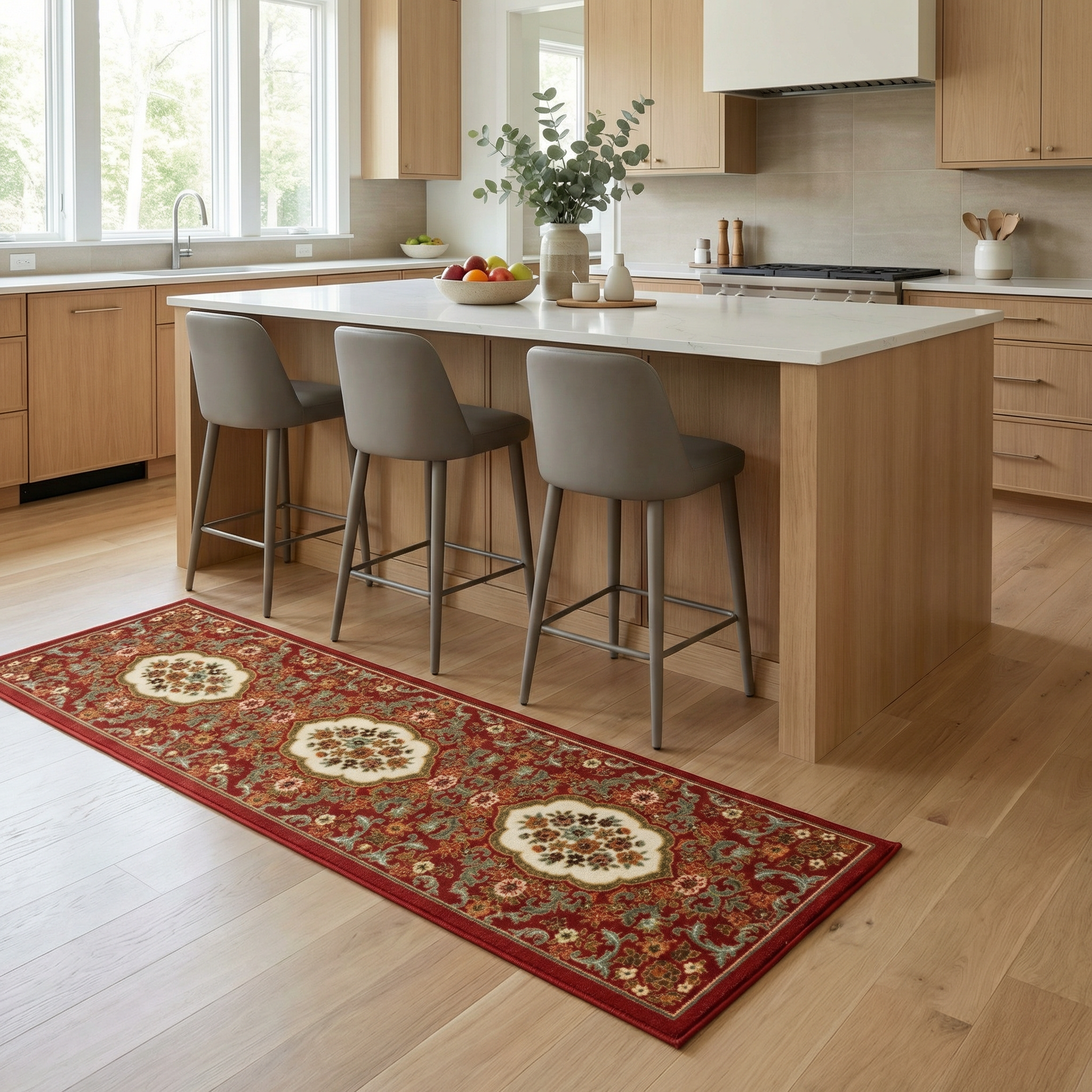 Valore Collection Burgundy Persian Medallion Rug