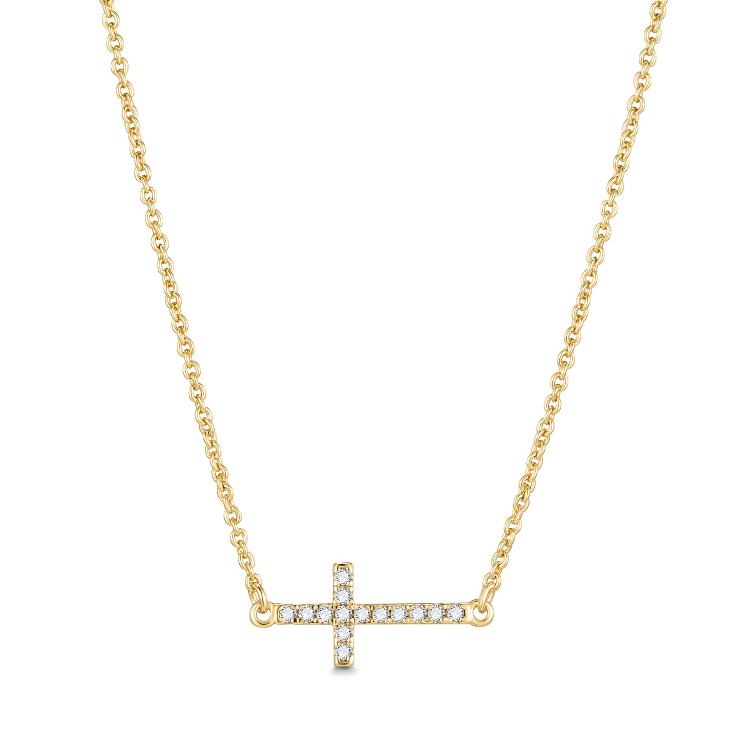 Cubic Zirconia Plated Trust Cross Necklace