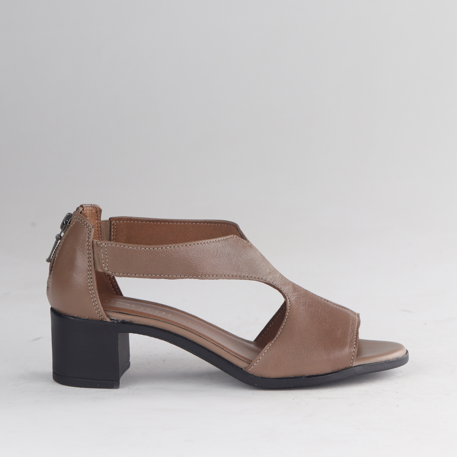 Ladies Genuine Leather Block Heel T-Bar Sandals