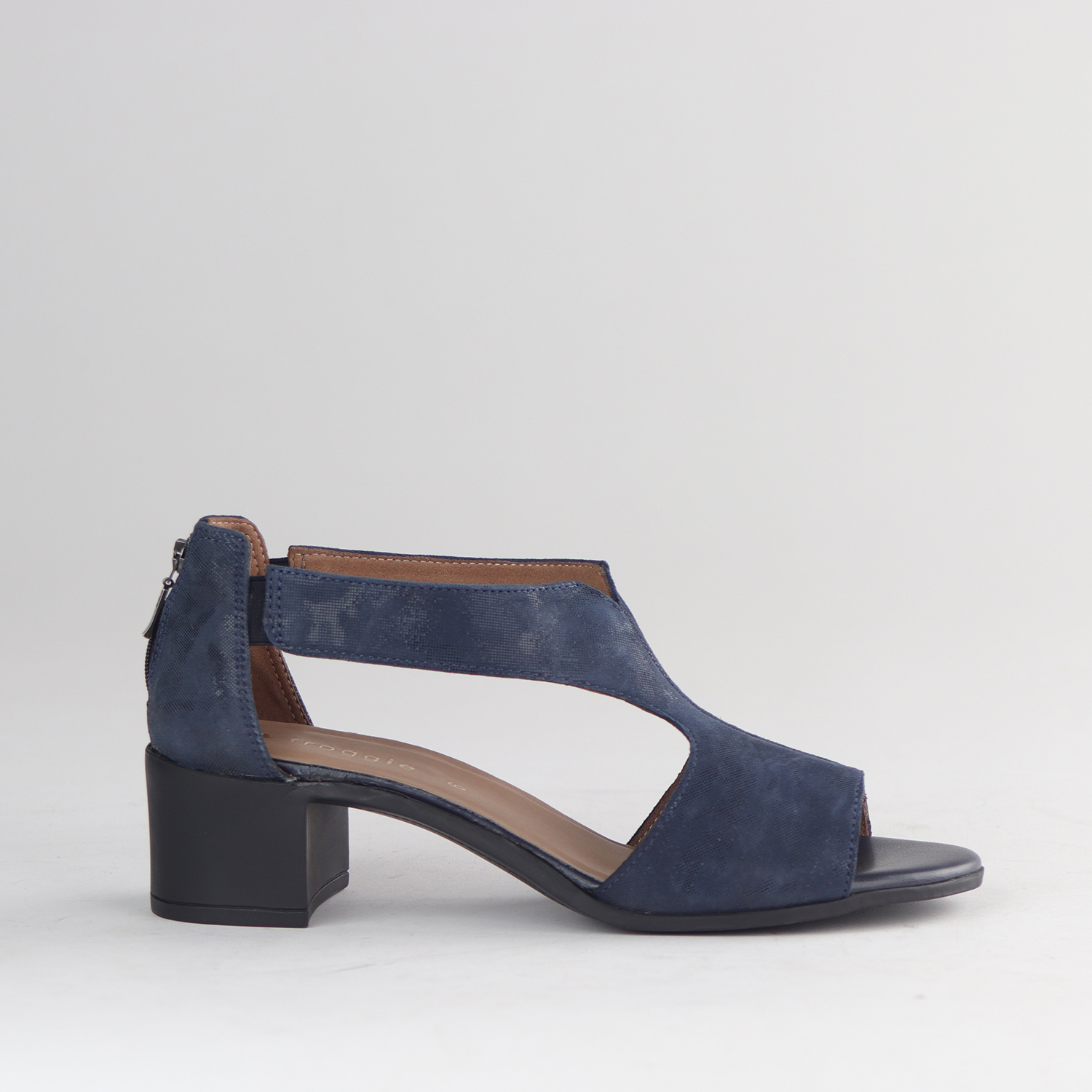 Ladies Genuine Leather Block Heel T-Bar Sandals