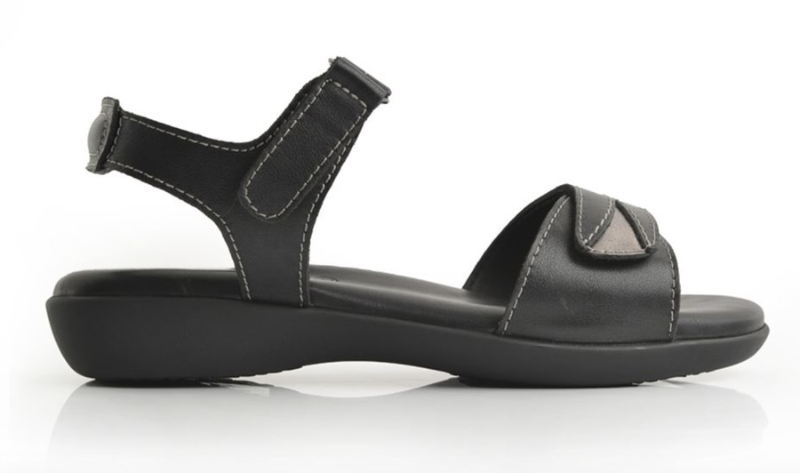 Ladies Genuine Leather Double Self Fastening Strap Sandals