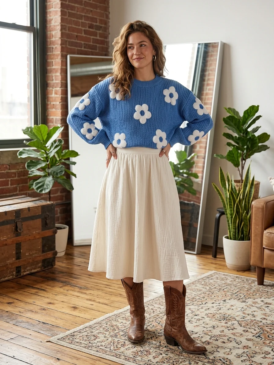 31% off on Zush Ladies Floral Knit Sweater | OneDayOnly