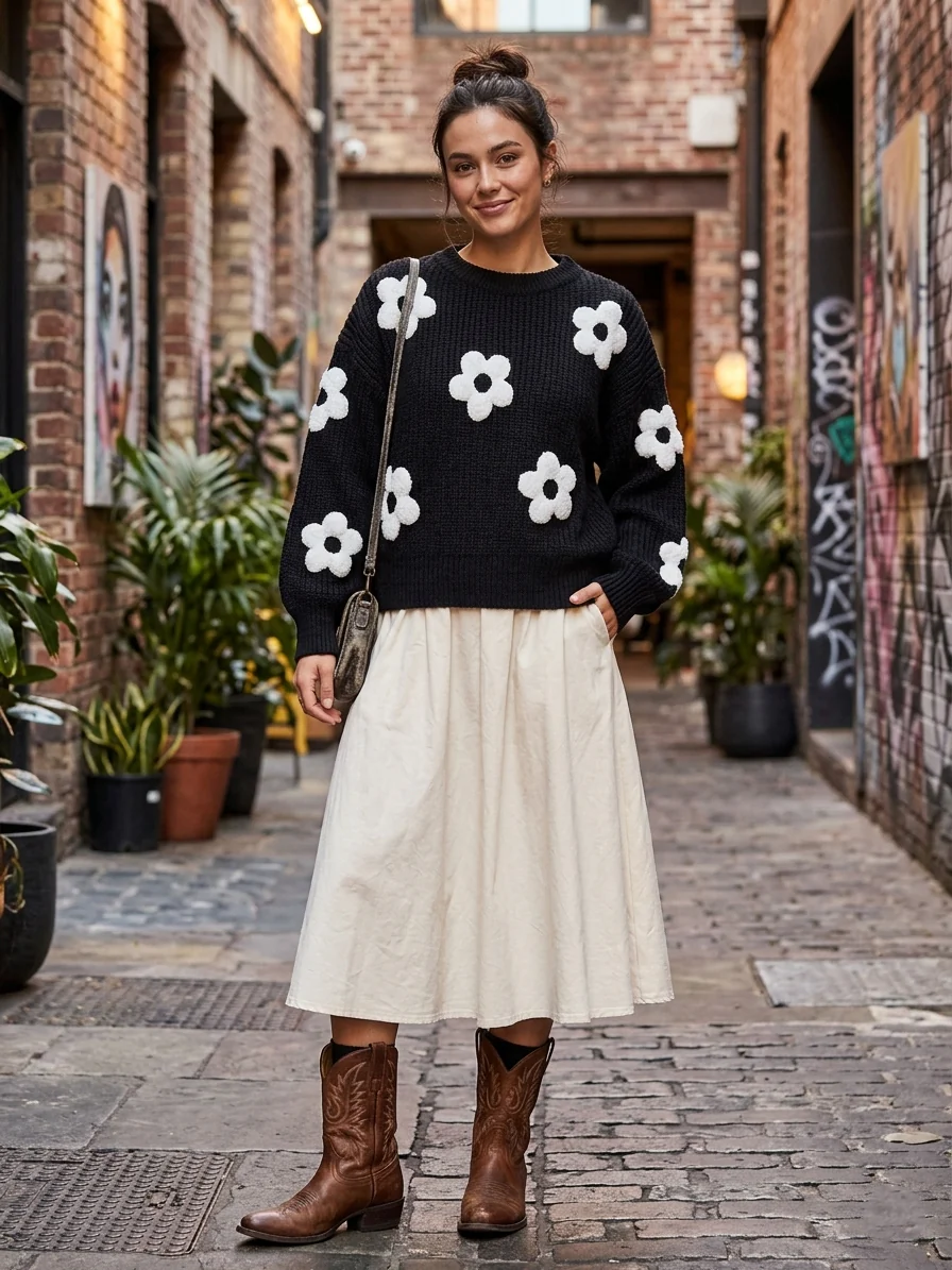 31% off on Zush Ladies Floral Knit Sweater | OneDayOnly