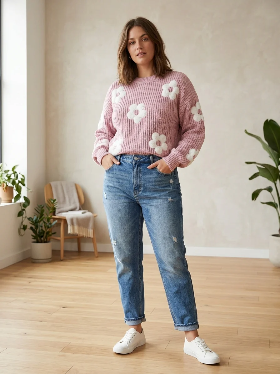 31% off on Zush Ladies Floral Knit Sweater | OneDayOnly
