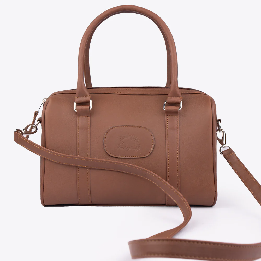 Genuine Leather Bowler Handbag