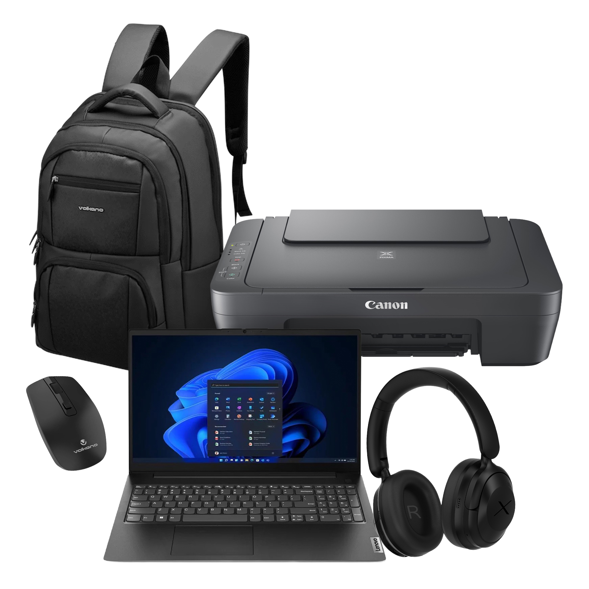 V15 AMD Ryzen 3 8GB 256GB SSD Laptop with Printer, Backpack, Wireless Mouse and Headphones (Model: 82YU010NSA)