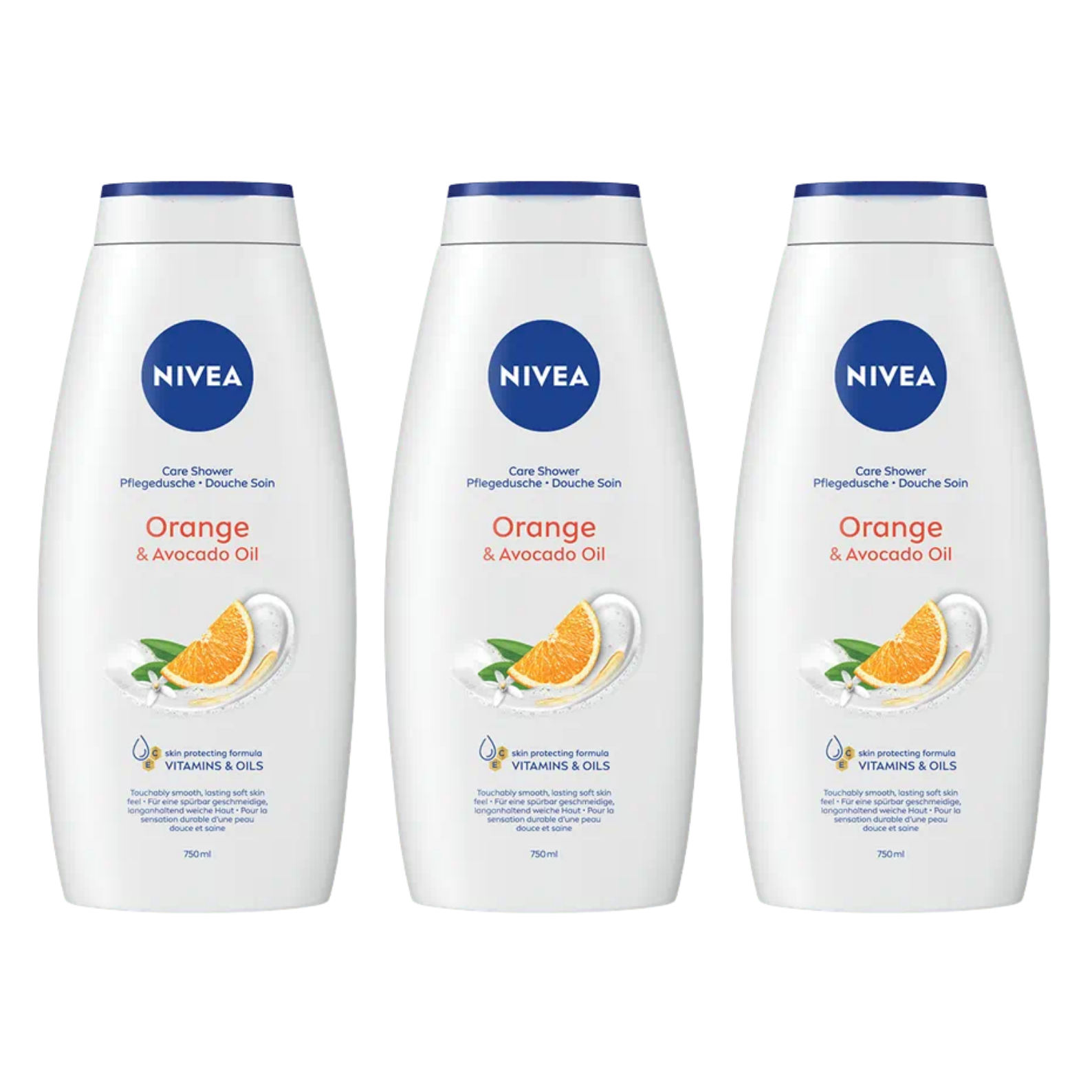 3x 750ml Orange and Avocado Shower Gels