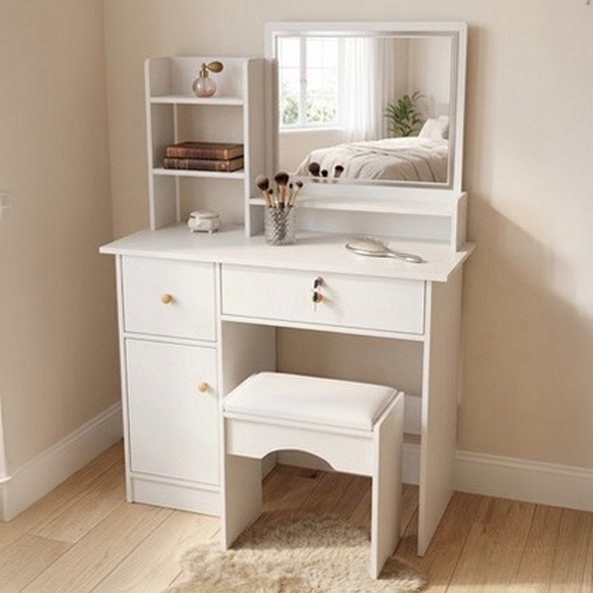Vanity Dressing Table with LED Mirror and Chair