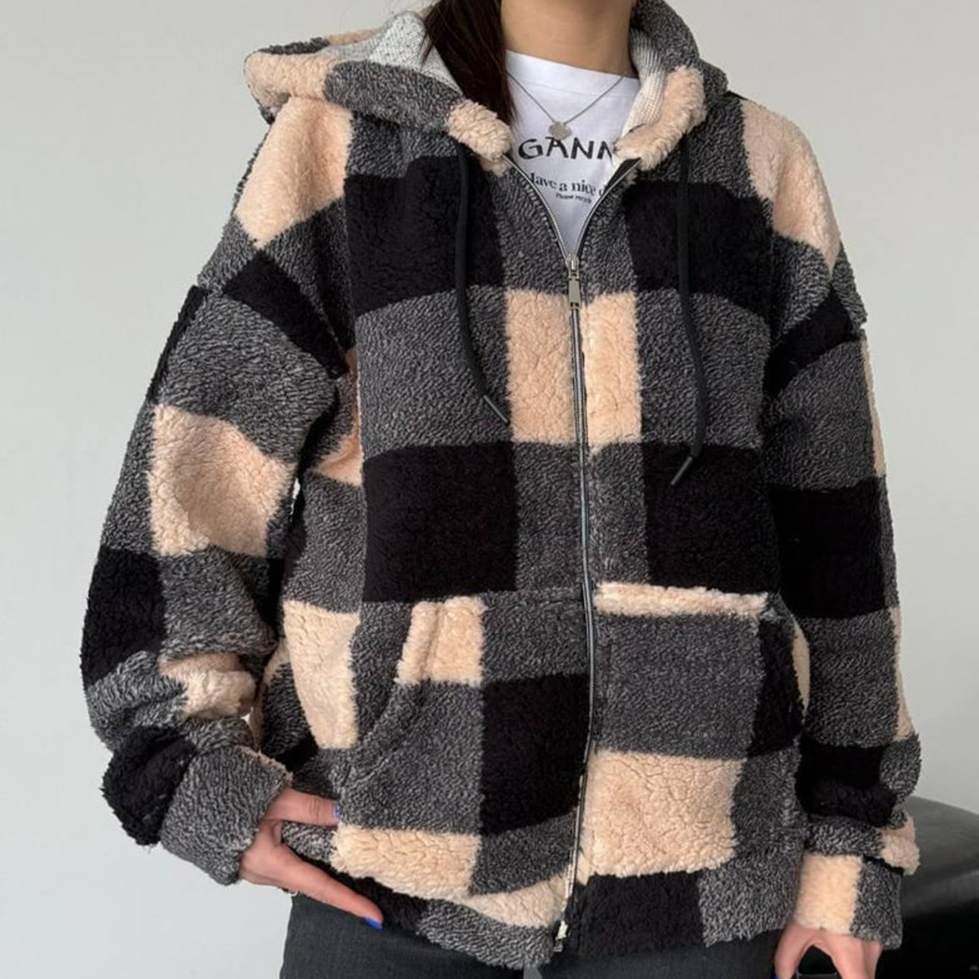 Ladies Casual Hooded Fleece Jacket