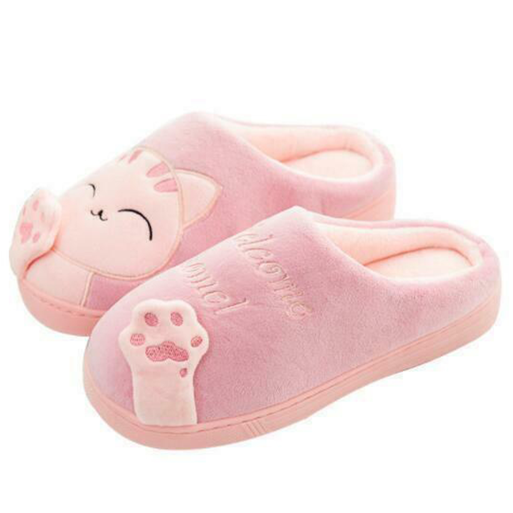 Ladies Cat Face Cozy Slippers