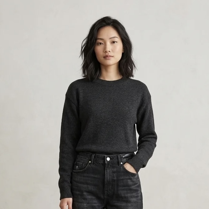 Ladies Crew Neck Knit Pullover Sweater